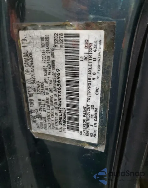 1996 Mercury Grand Marquis Gs z USA, uszkodzony, nr VIN 2MELM74W0TX656969